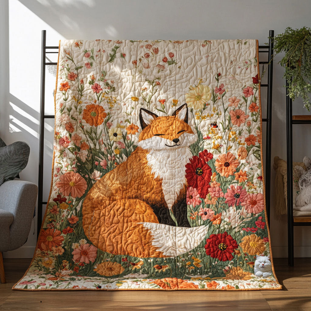 Happy Fox Cute Holiday Xmas Quilt Blanket Christmas Gifts For Your Girlfriend