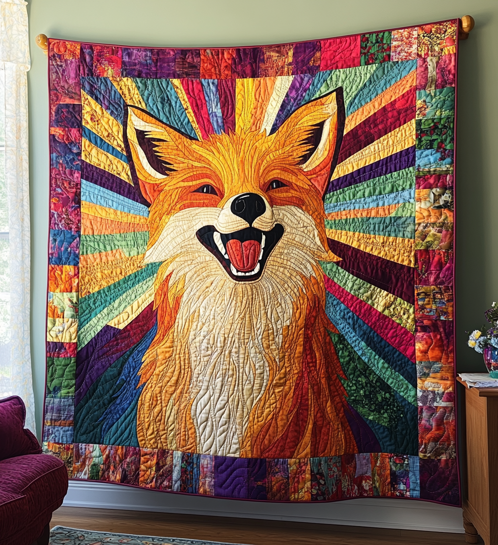 Happy Fox Quilted Blanket Autumn Gift Ideas