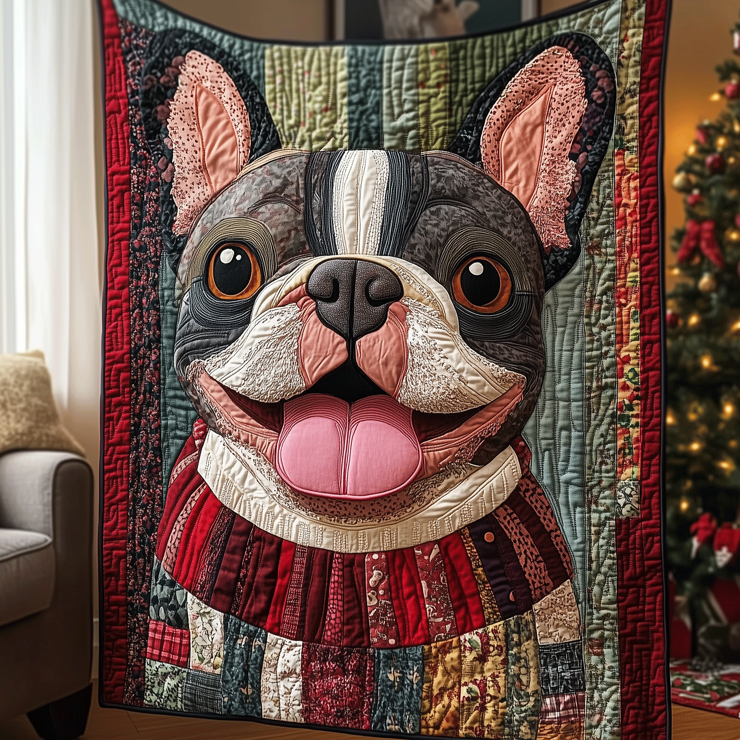 Happy Frenchie Quilted Blanket Gifts For Frenchie Lovers