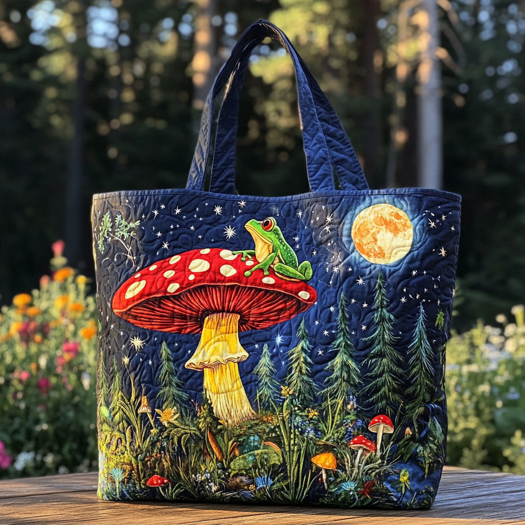 Happy Frog Quilted Tote Bag Cute Frog Gifts Merchandise