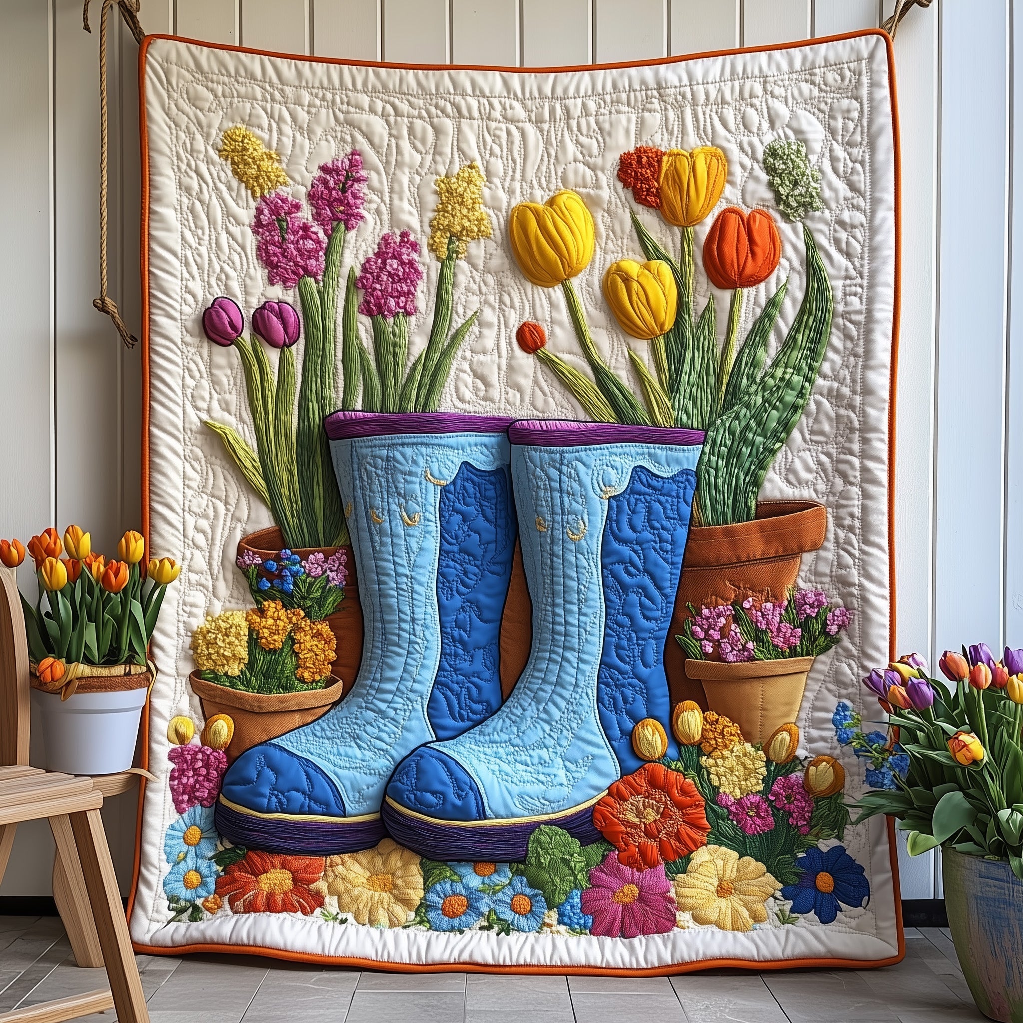 Happy Gardening Quilted Blanket Cute Bed BlanketGardening Gifts For Her