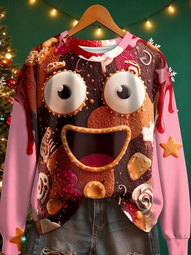 Happy Gingerbread Face Christmas Holiday Sweatshirt Funny Cookie Gifts For Daughter
