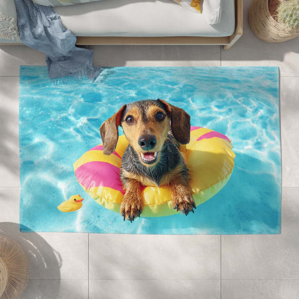 Happy Go Doxie Area Rug  Large Rugs For Living Room Mother And Son Christmas Gifts