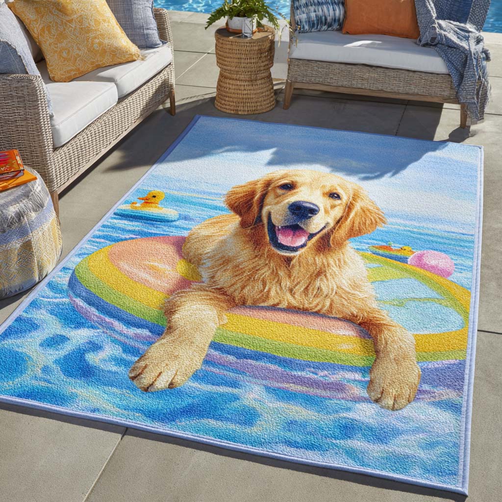 Happy Go Goldie Area Rug  Large Rugs For Living Room Mother And Son Christmas Gifts