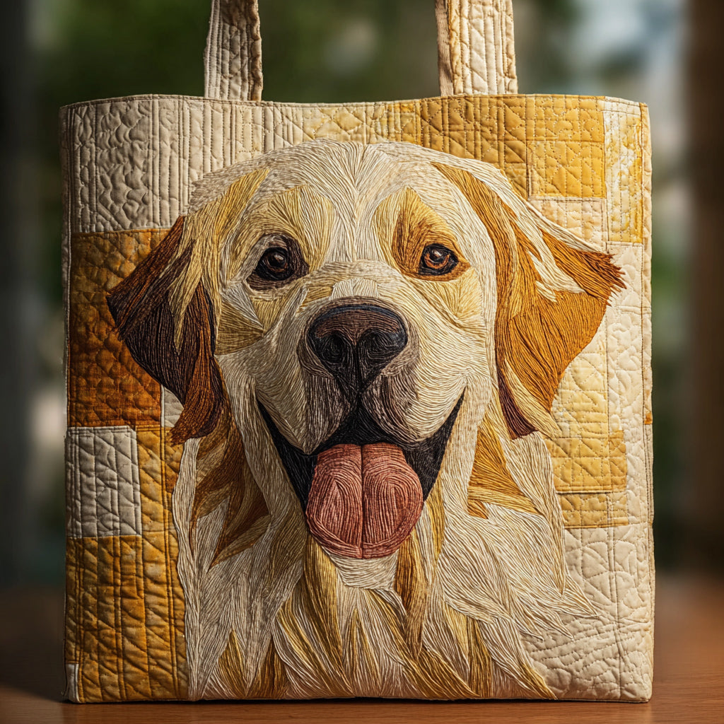 Happy Golden Retriever Quilted Tote Bag Ideas For Christmas Family Gifts