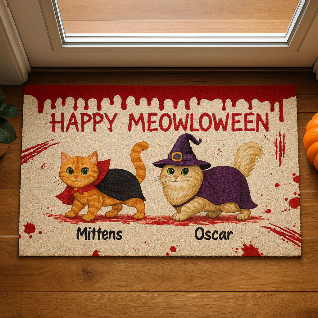 Happy Hallomeow Doormat Best Decoration Gift For Friends and Family on Halloween Day