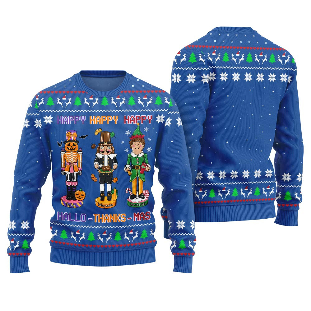 Happy Hallothanksmas Ugly Christmas Sweater Exclusive Christmas Sweater Merch Gift Edition
