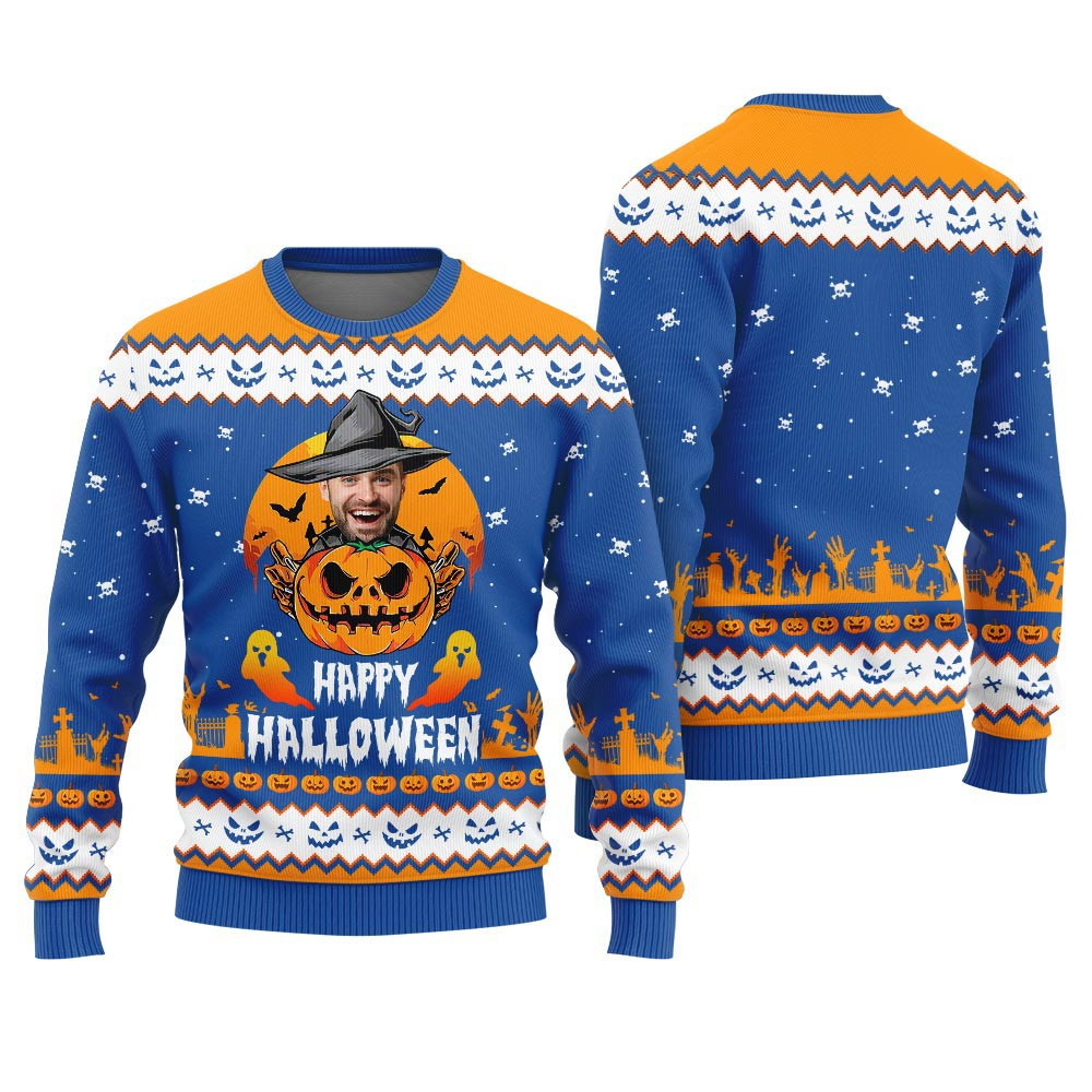 Happy Halloween Custom Christmas Ugly Sweater For Women Christmas Vacation Sweater