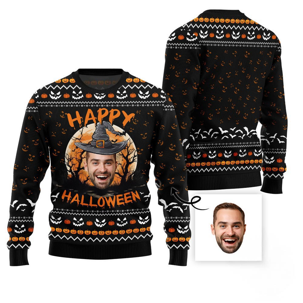 Happy Halloween Custom Face Sweater Christmas Gifts For Her