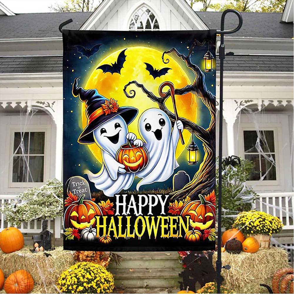 Happy Halloween Cute Ghost Boo Spooky Flag Gift For Kids and Adults on Halloween Day