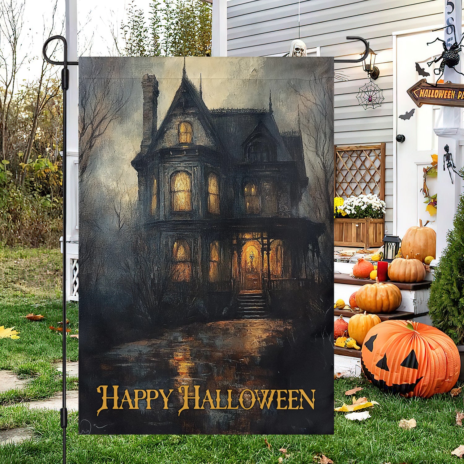 Happy Halloween Halloween Flag Haunted House Outdoor Decor Spooky Gift For Dark House Lovers