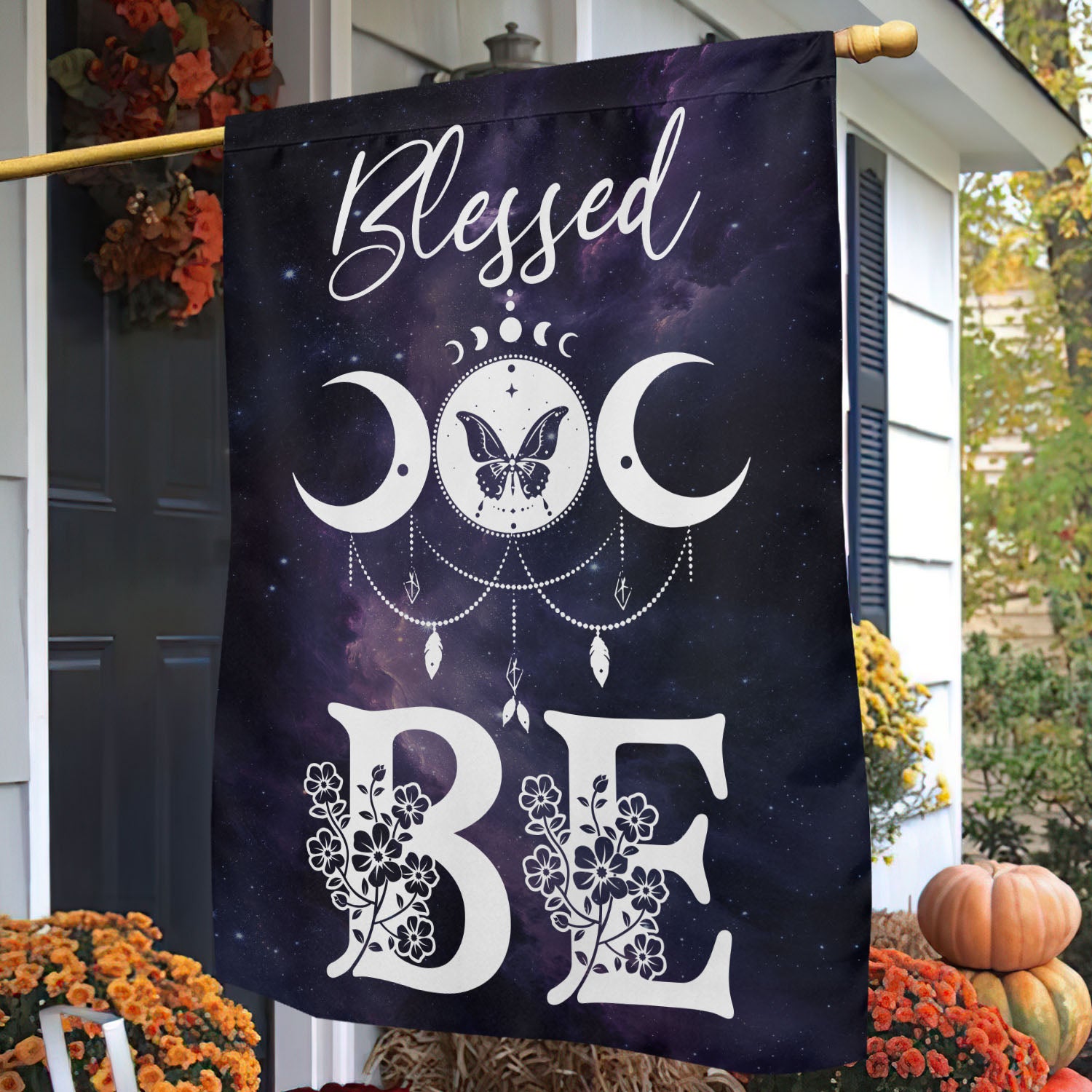 Happy Halloween House Flag Blessed Be Yard Flag Scary Season Gift To Decor House Or Office