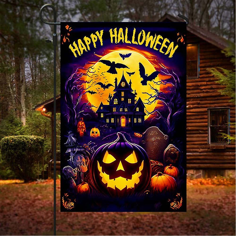 Happy Halloween Pumpkin With Castle Flag Gift For Friends and Family on Halloween Day