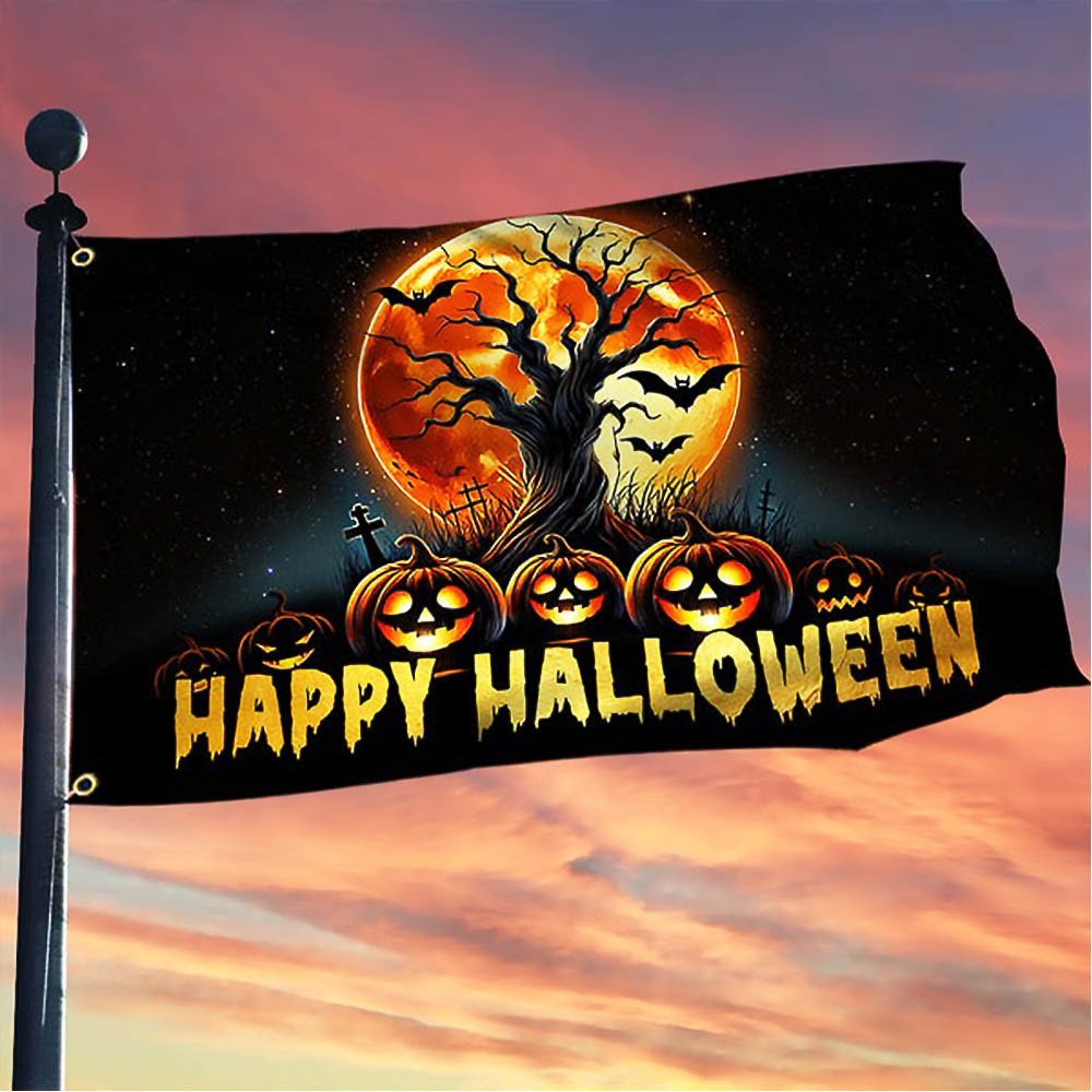 Happy Halloween Pumpkins Grommet Dark Flag Halloween Gift For Adults