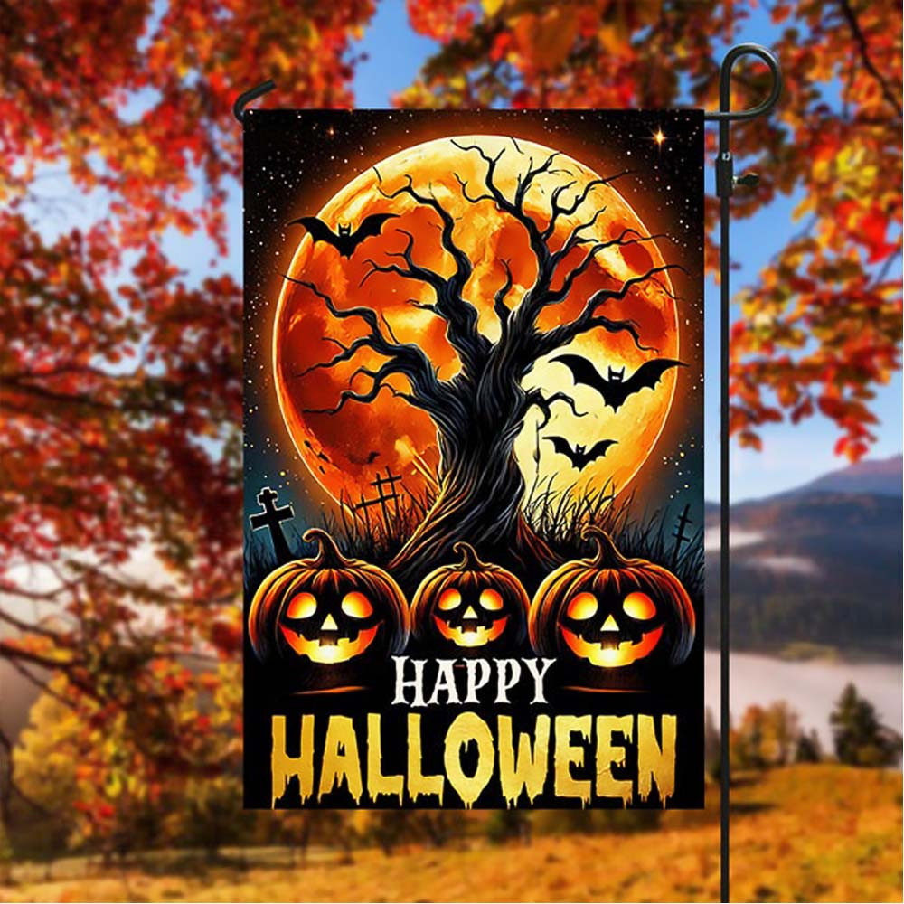 Happy Halloween Pumpkins With The Moon Flag Best Gift For Friends and Family on Halloween Day