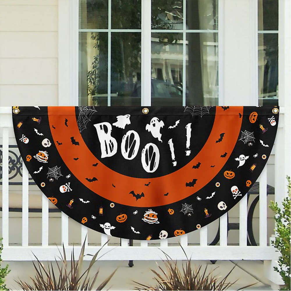 Happy Halloween Spooky Ghost Boo Non Pleated Fan Flag Best Gift For Friends on Halloween Day