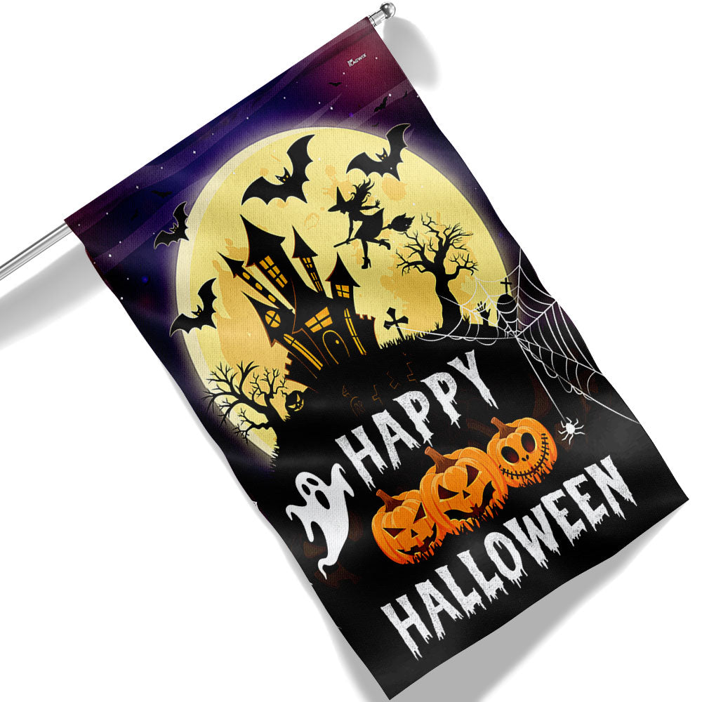 Happy Halloween Spooky Haunted House Flag
