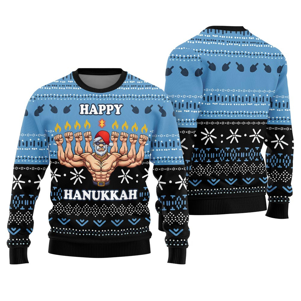 Happy Hanukkah Funny Ugly Christmas Sweater Best Christmas Merch Gift for Family and Friends