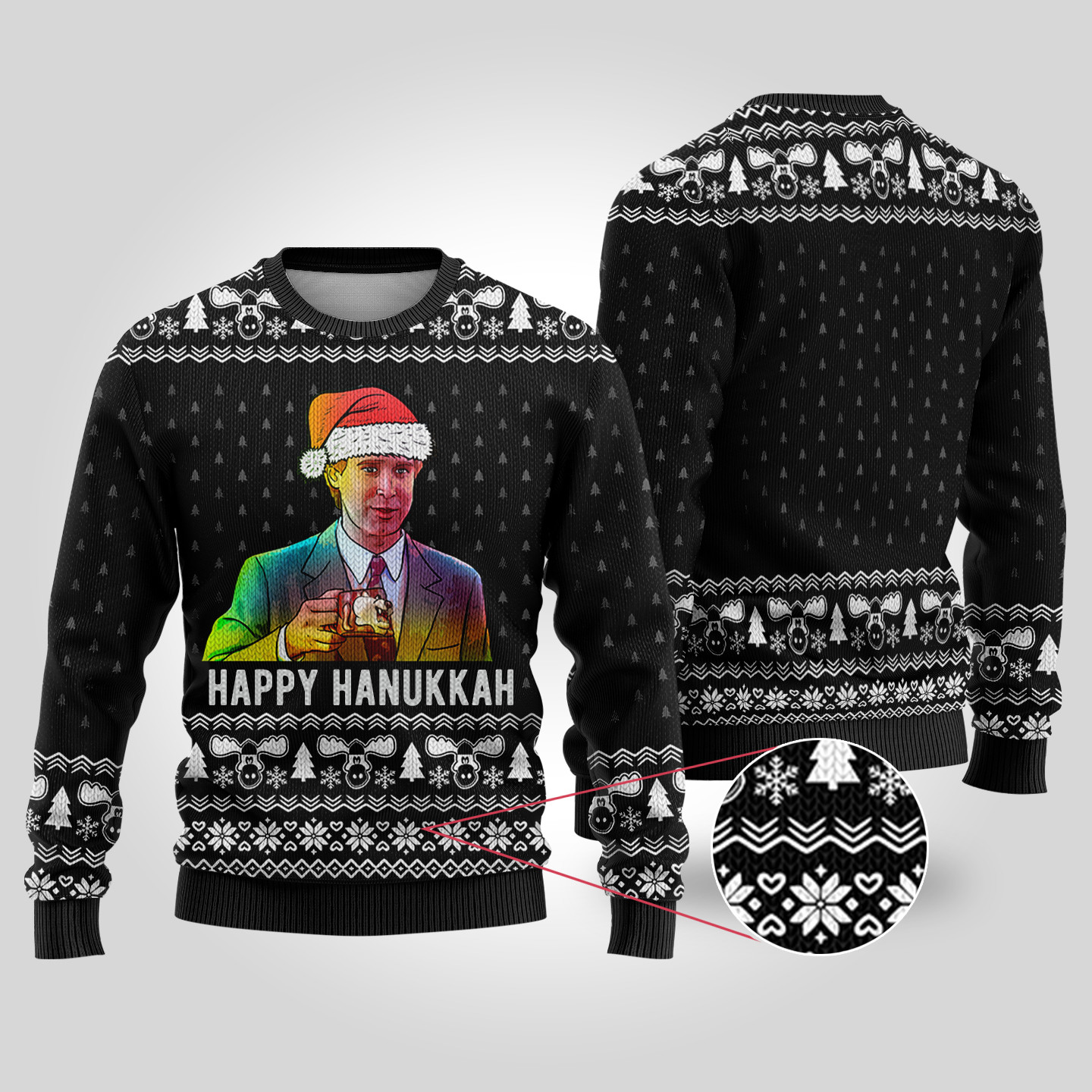 Happy Hanukkah National Lampoon Black Ugly Sweater Holiday Gift Merch That Everyone Will Adore
