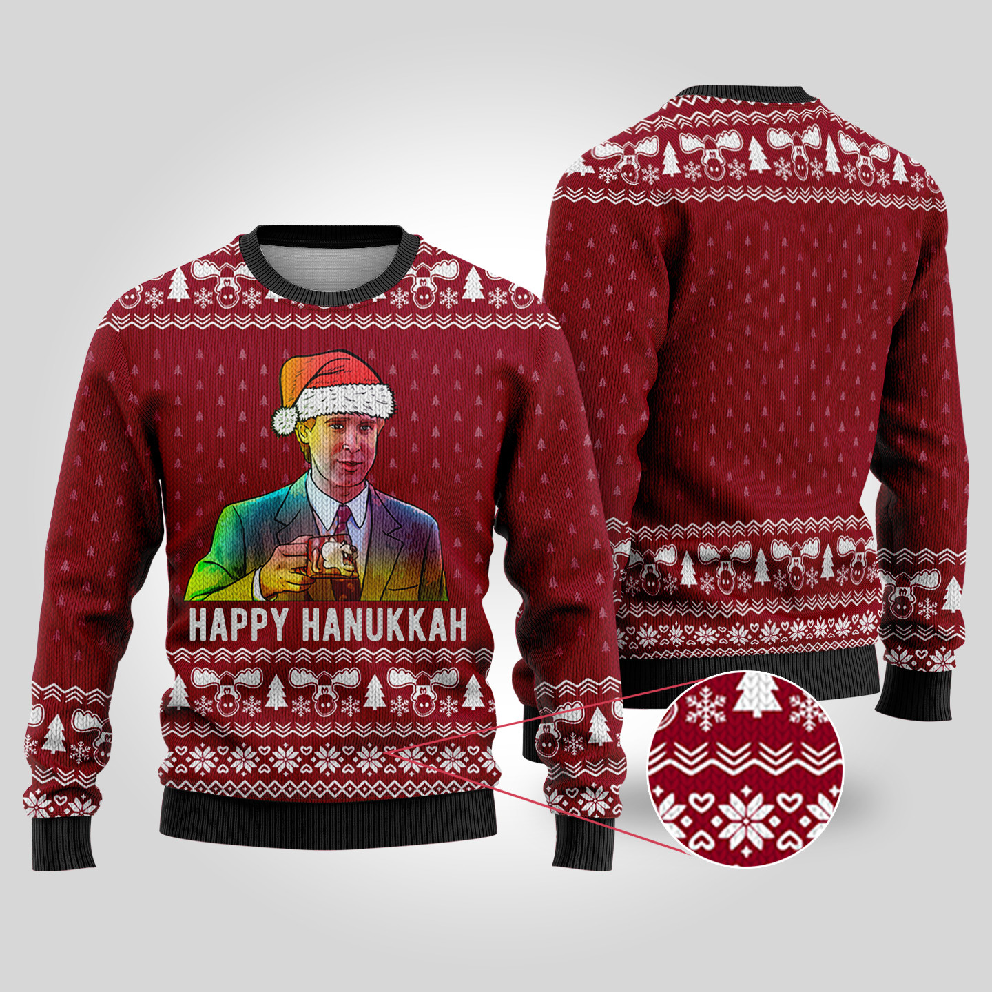 Happy Hanukkah National Lampoon Cardinal Red Ugly Sweater Lovely Merch Gift for Cozy Winter Nights