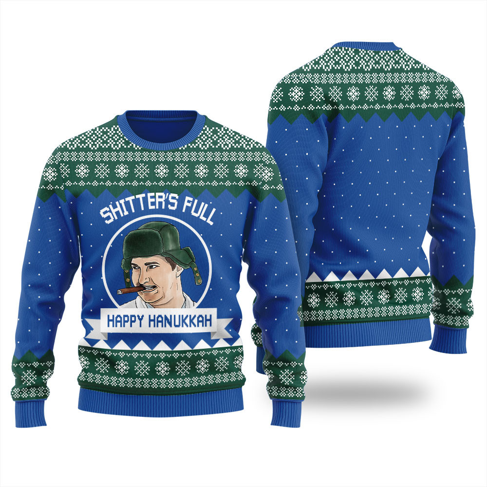 Happy Hanukkah National Lampoon Christmas Sweater Men Comfortable Holiday Sweater for Chilly Nights