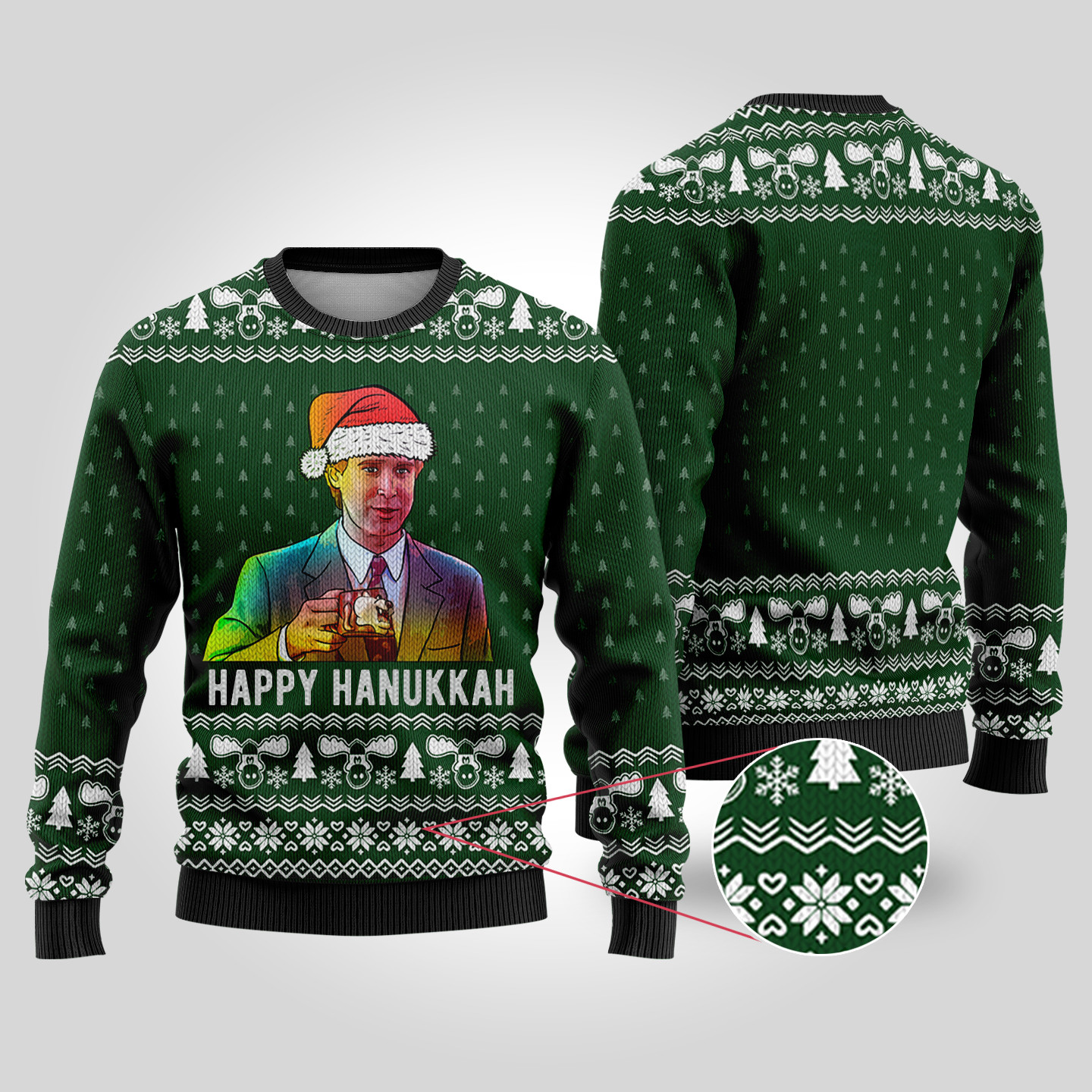 Happy Hanukkah National Lampoon Forest Green Ugly Sweater Popular Holiday Gift Merch for Everyone