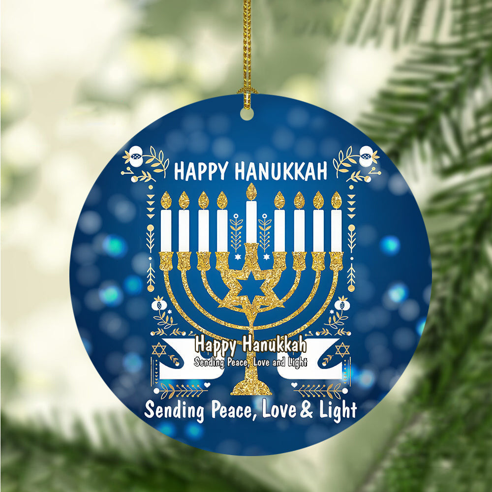 Happy Hanukkah Ornament Hanukkah Christmas Decorations Sending Peace Love And Light