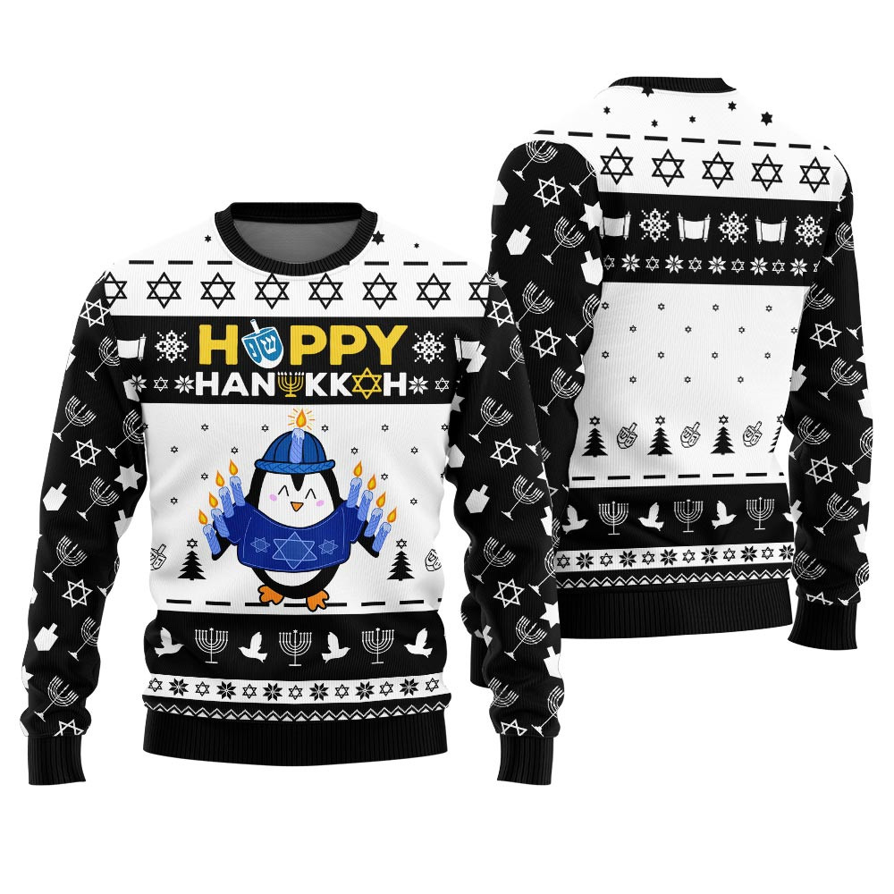 Happy Hanukkah Ugly Christmas Sweater Adults Best Christmas Merch Gift for Family and Friends