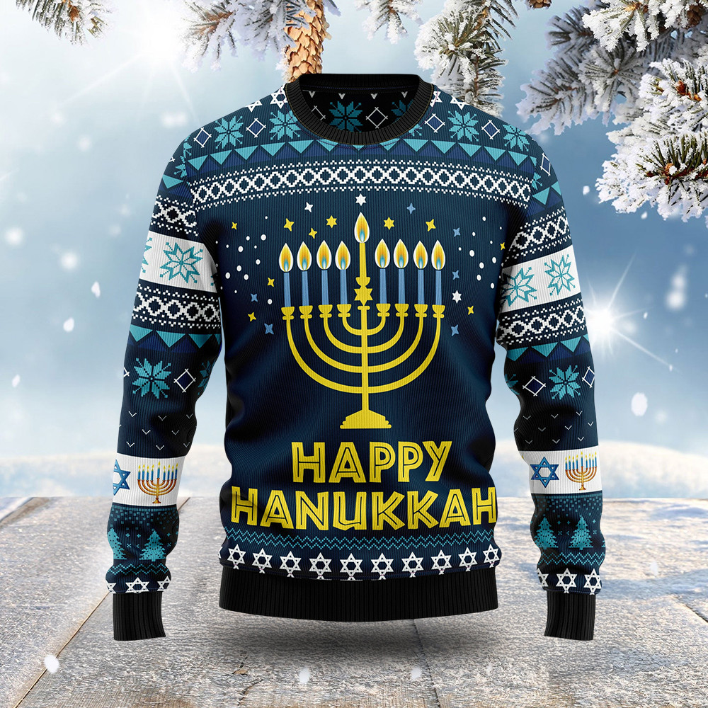 Happy Hanukkah Ugly Christmas Sweater Christmas Apparel Xmas Gifts For Her