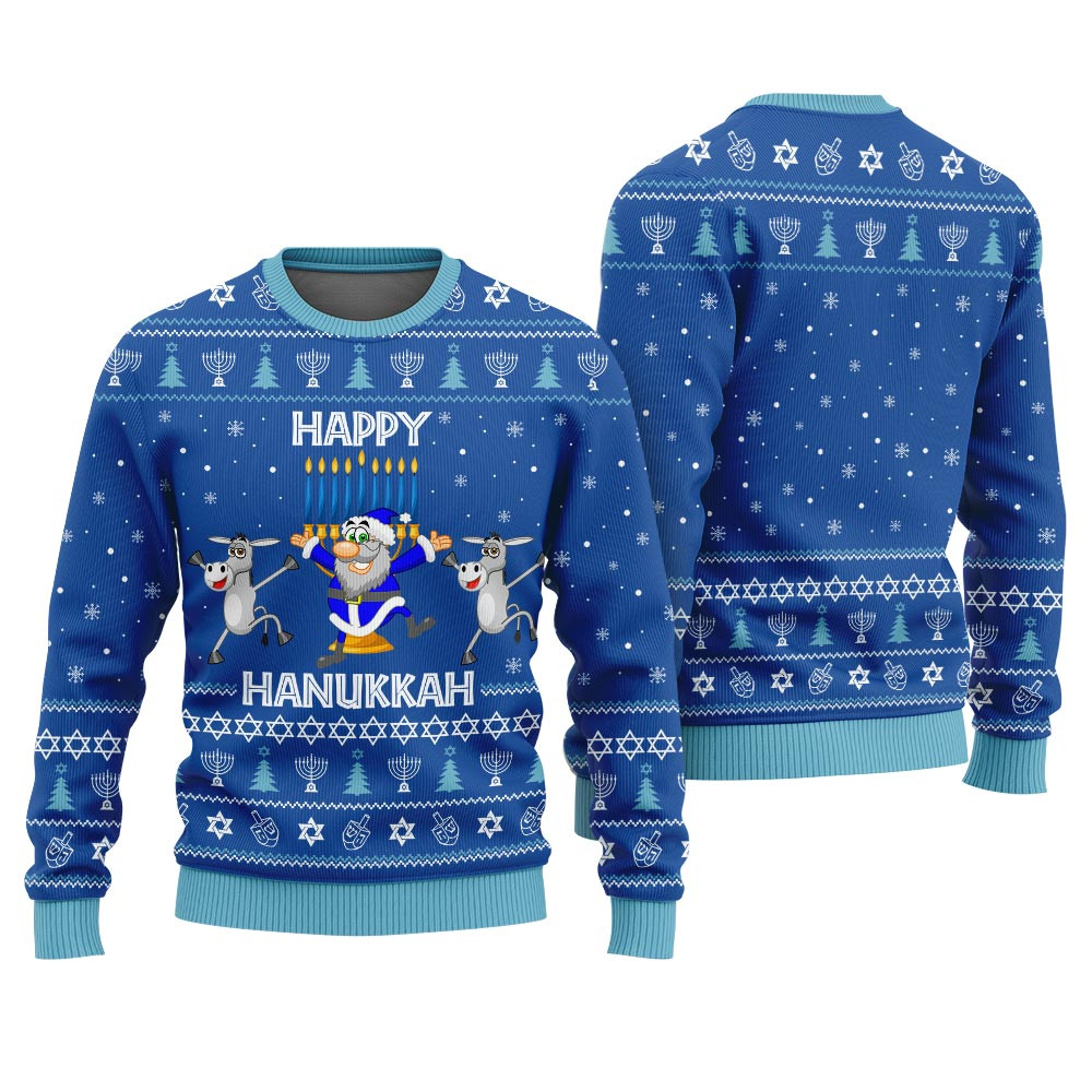 Happy Hanukkah Ugly Jewish Sweater Unique Holiday Merch Gift for Home and Family