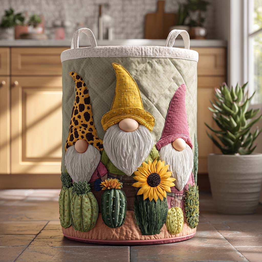 Happy Hat Gnome Quilted Laundry Basket Anniversary Merch Gift