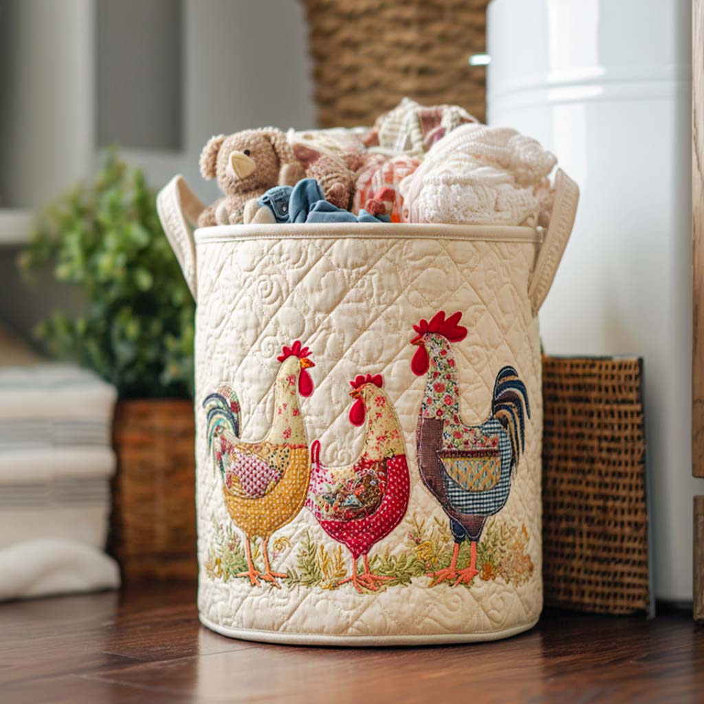 Happy Henhouse Quilted Laundry Basket Everyday Merch Choice