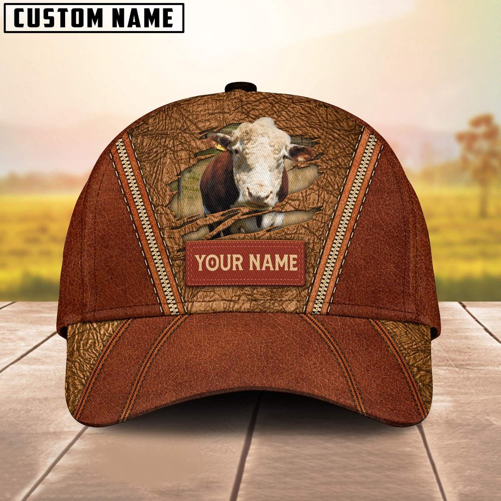 Happy Hereford Customized Name Cap Farm Cap Farmer Baseball Cap Gift For Farmer