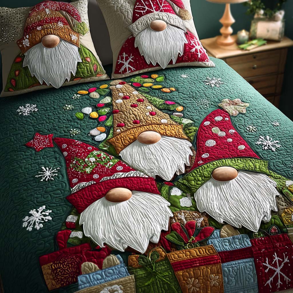 Happy Holidays Quilted Bedding Set Christmas Bed Sheets Family Xmas Present Ideas