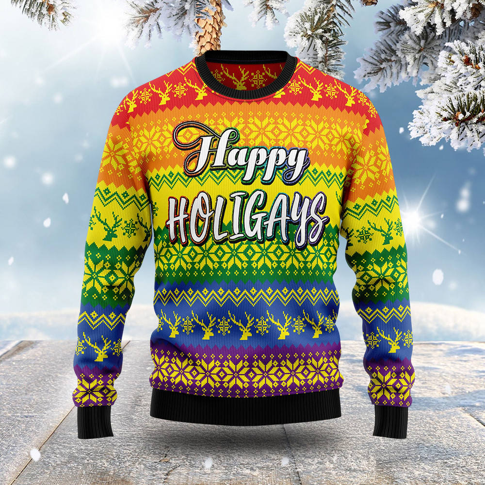 Happy Holigay Ugly Christmas Sweater Funny Christmas Sweater Gifts For Friends