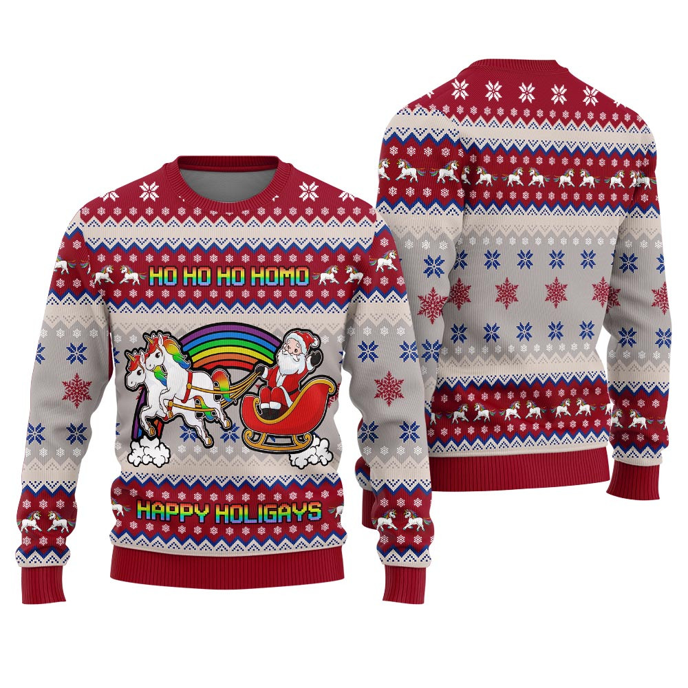 Happy Holigays Mens Funny Ugly Christmas Sweater Trendy Christmas Sweater for Winter Outfits