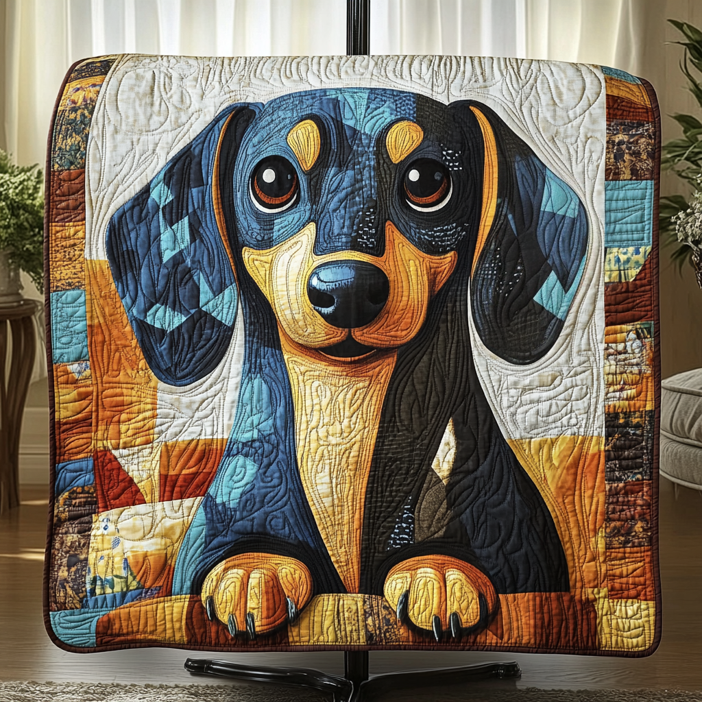 Happy Hound Quilted Blanket Winter Decor Blanket Dachshund Gifts For Women