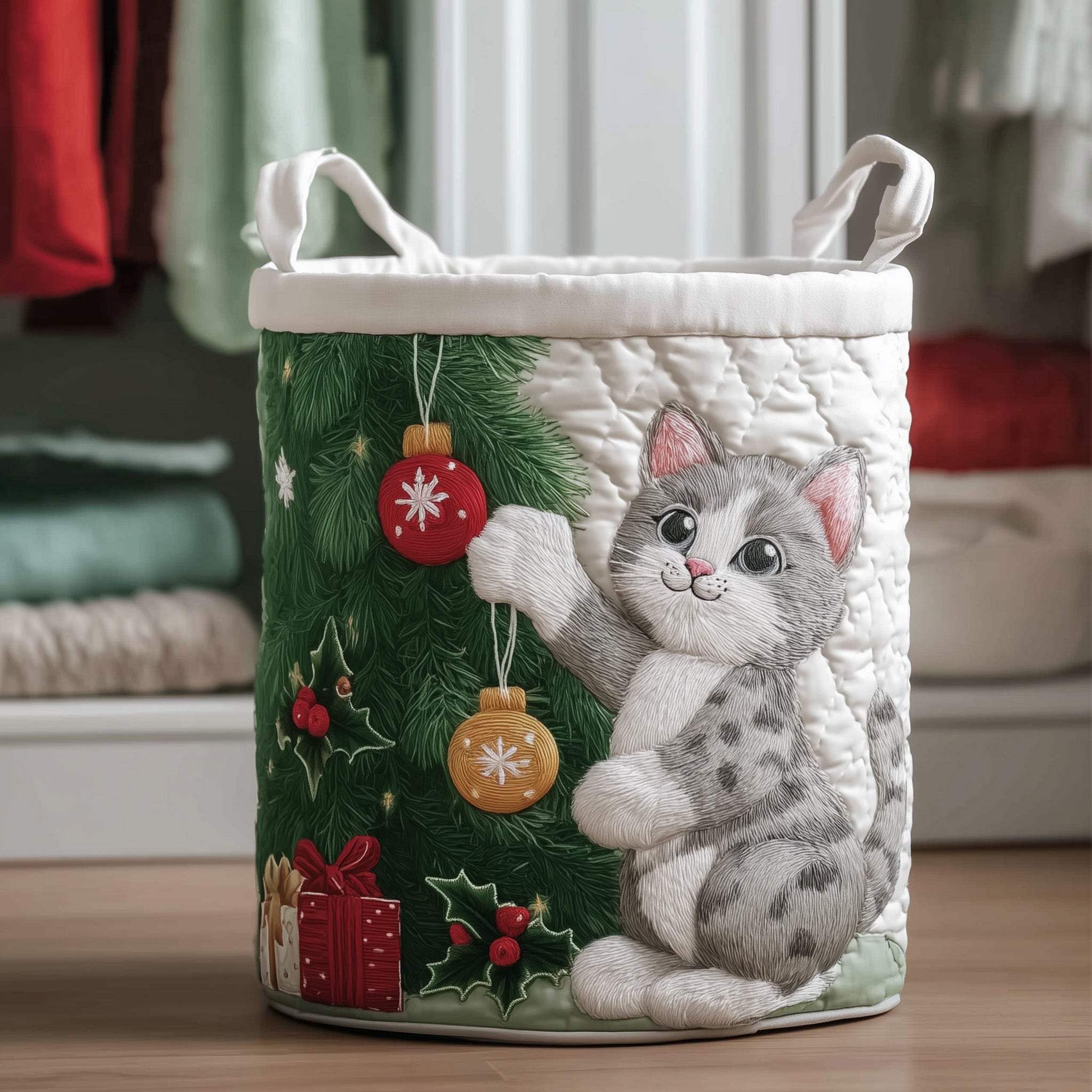 Happy Kitten Quilted Laundry Basket Gift Idea For Busy Families
