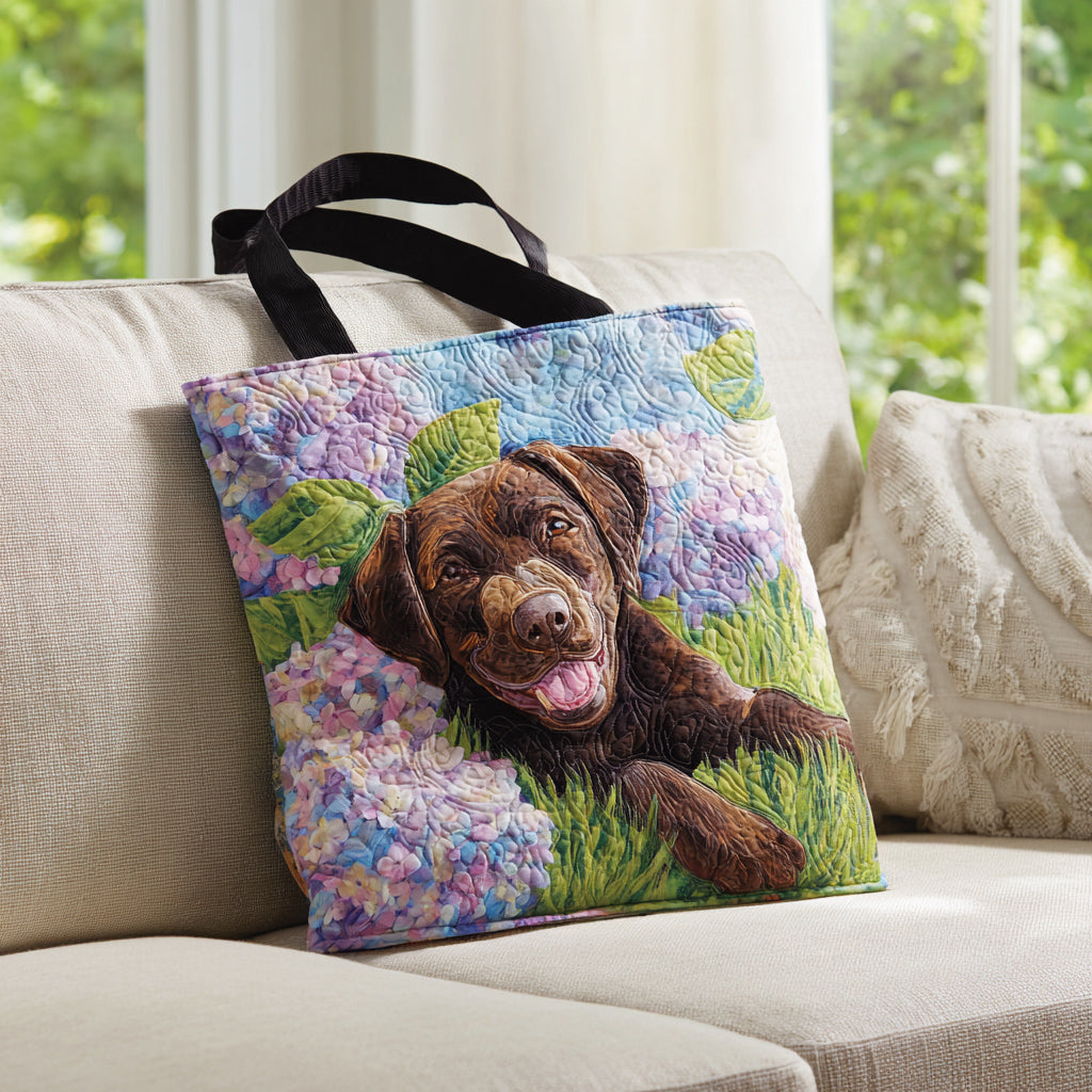 Happy Lab Blooms Quilted Tote Bag Dog Themed Presents