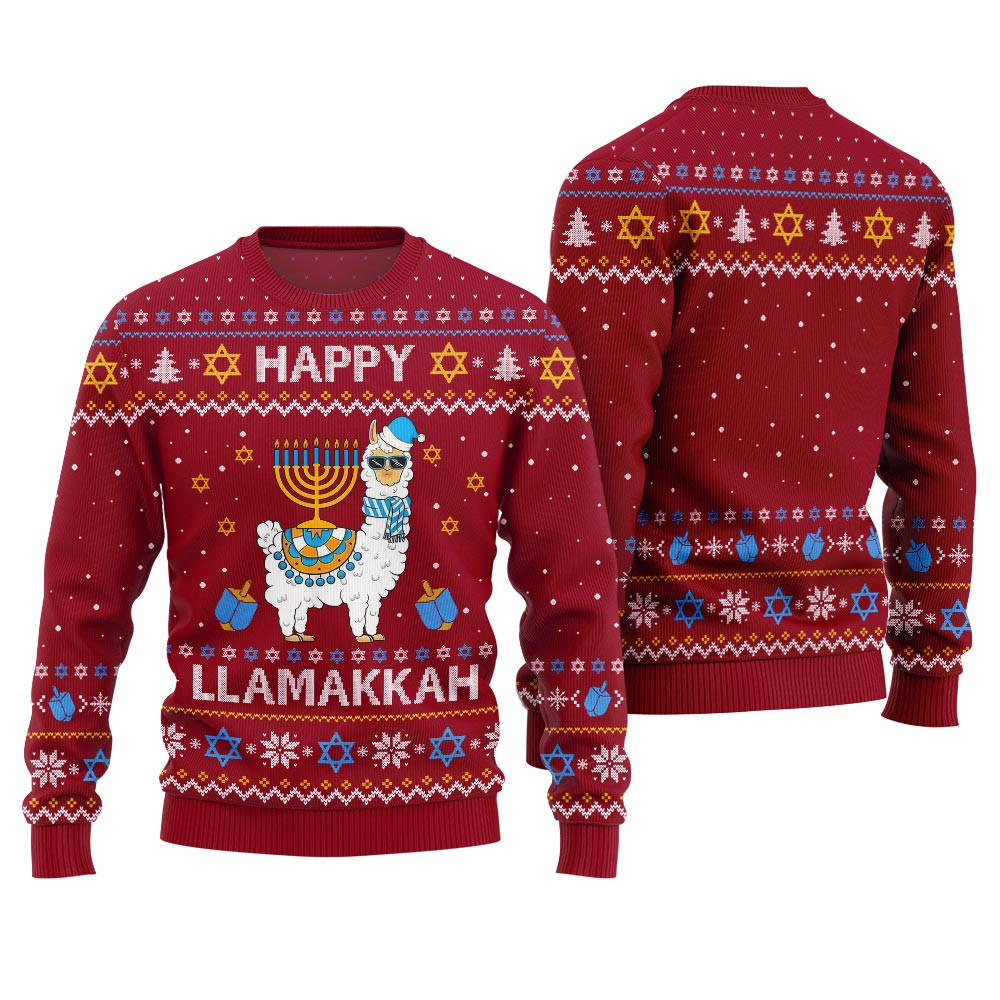 Happy Llamakkah Ugly Hanukkah Sweater Perfect Gift Sweater for Friends and Family