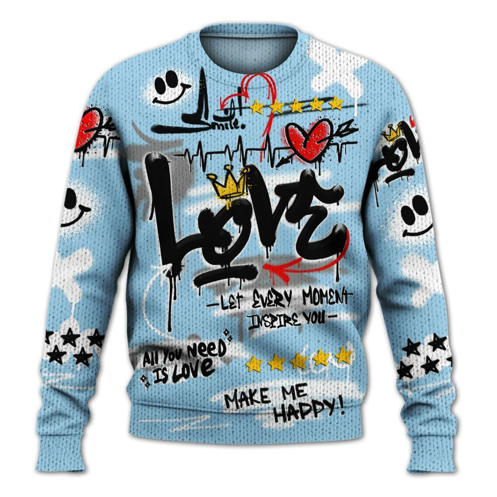Happy Love Beats Graffiti Streetwear Legend Blue 11s Sweater Gift For Boyfriend