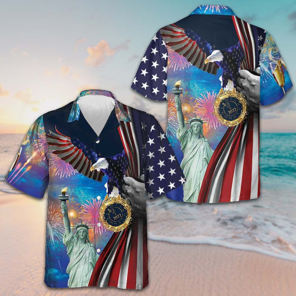Happy New Year America Hawaiian Shirt Patriotic Button Up Shirt Gifts For Hubby Happy New Year America Hawaiian Shirt Patriotic Button Up Shirt Gifts For Hubby
