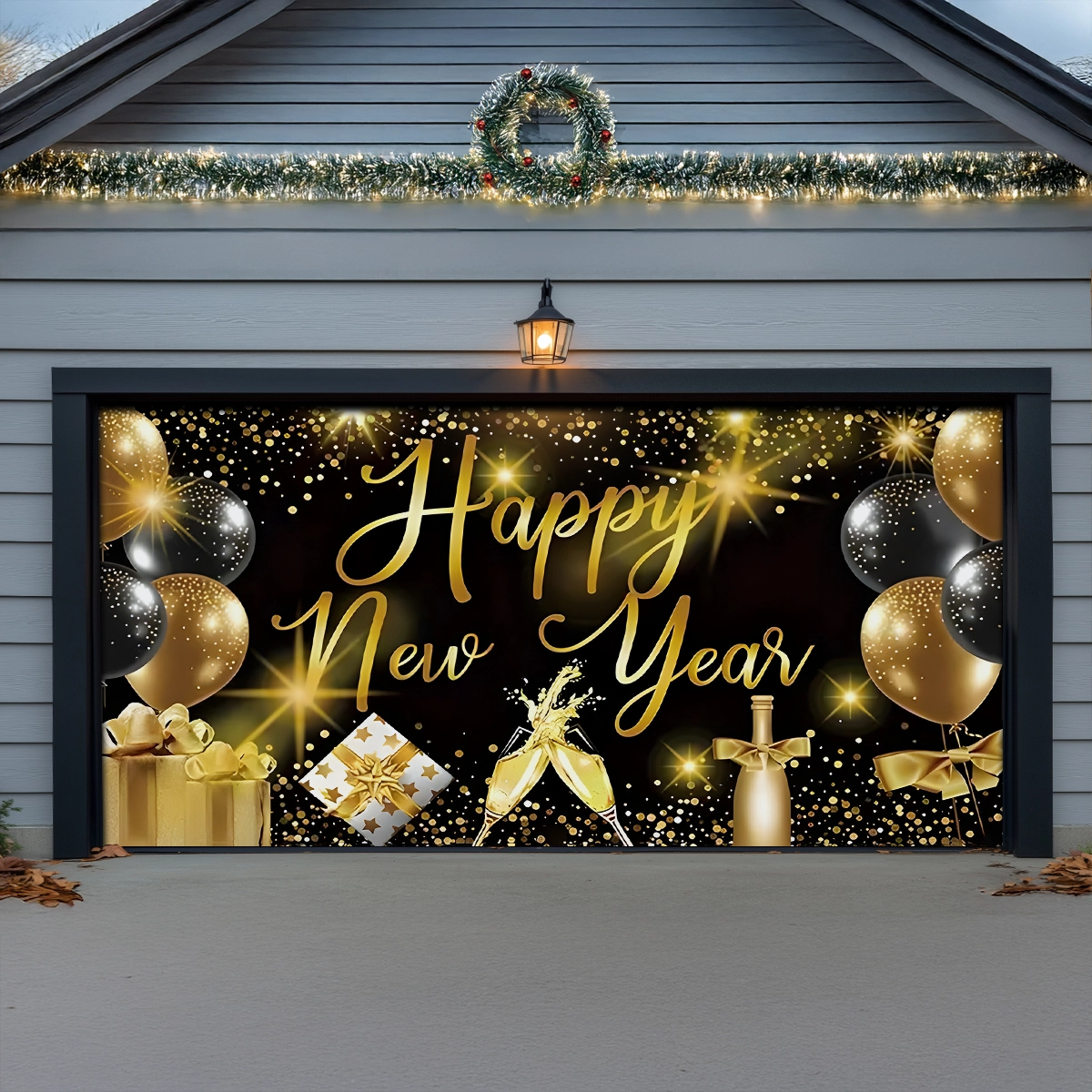 Happy New Year Christmas Garage Door Banner Winter Home Decor New Year Eve Gifts