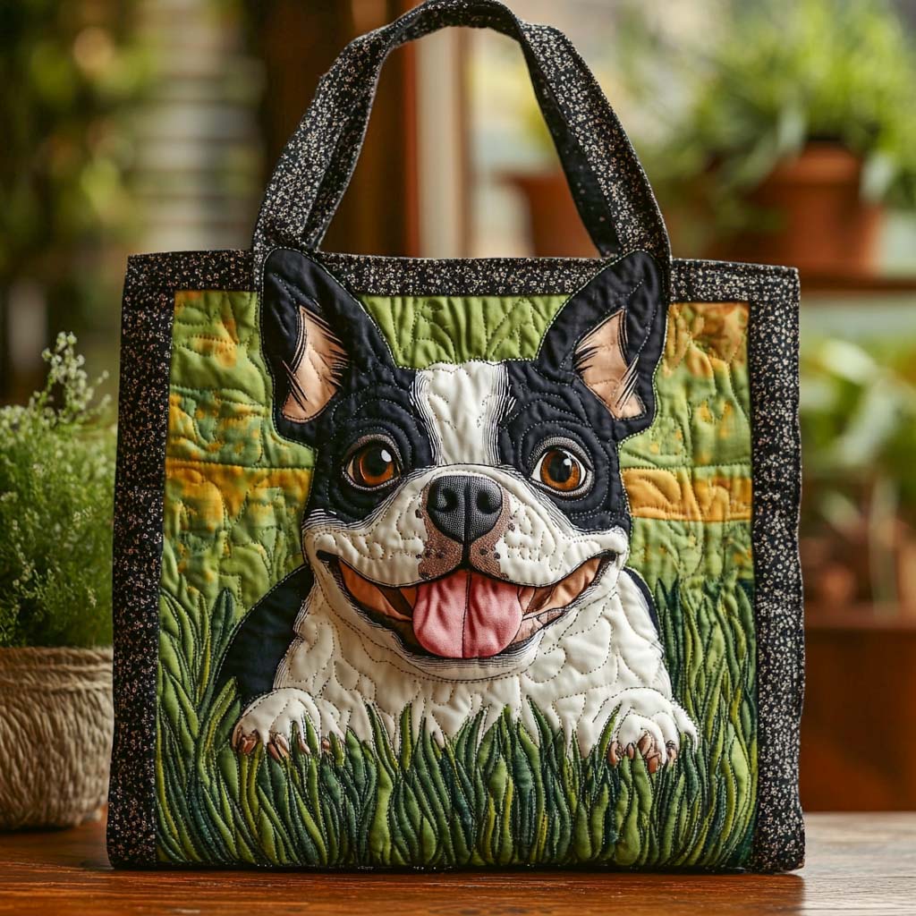 Happy Peek Quilted Tote Bag Presents For People With Dogs