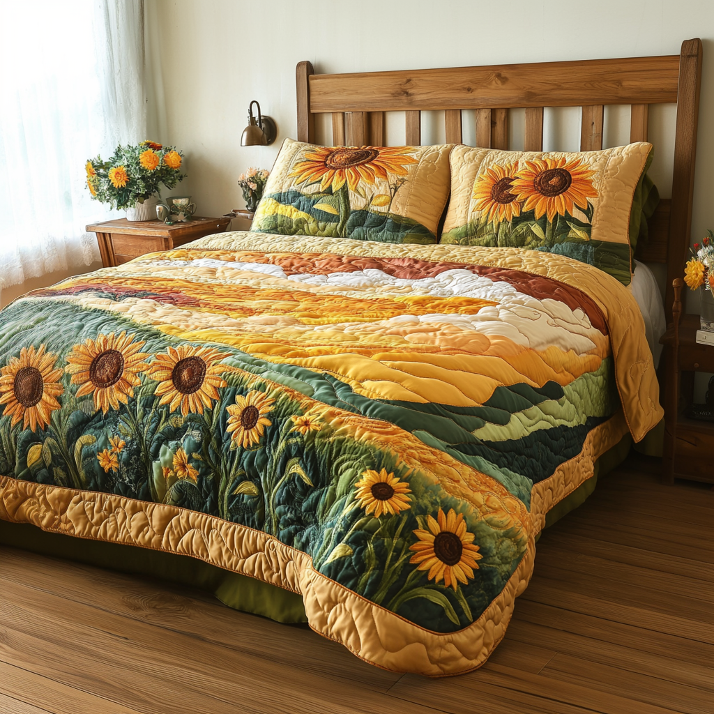 Happy Petals Quilted Bedding Set Best Comforter Sets Sunflower Presents Merchandise
