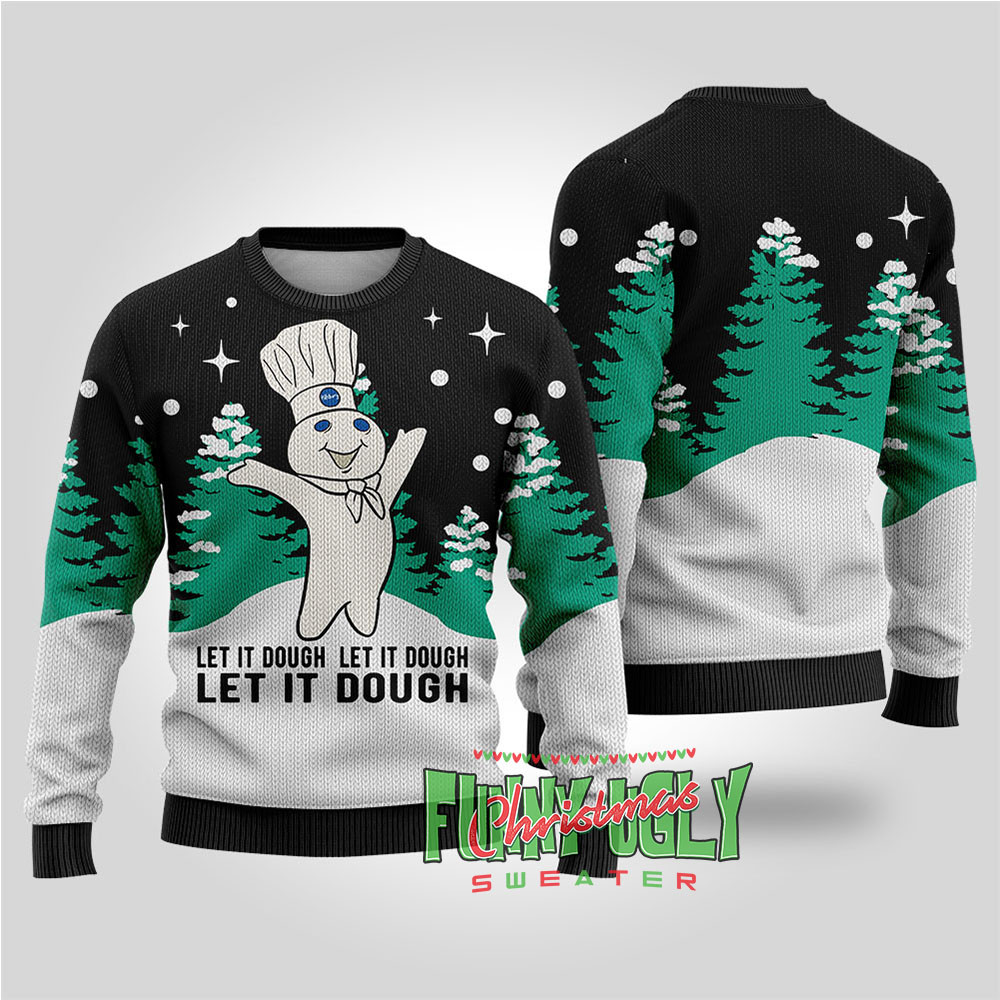 Happy Pillsbury Doughboy Christmas Sweater Black Holiday Gift Merch That Everyone Will Adore