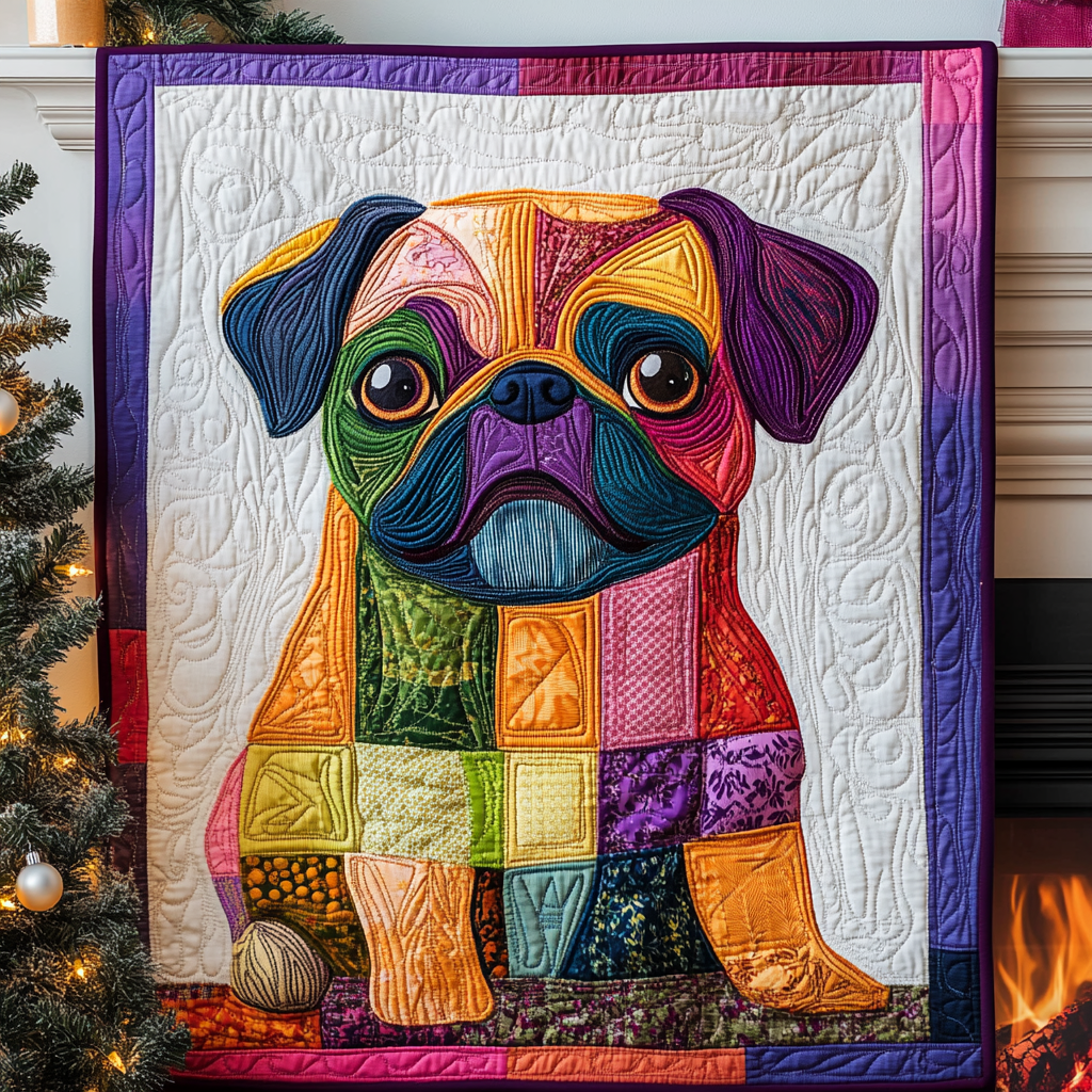 Happy Pug Quilted Blanket Dog Gift Ideas For Dog Owners