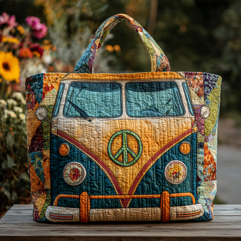 Happy Road Quilted Tote Bag Gifts For Hippie Couples