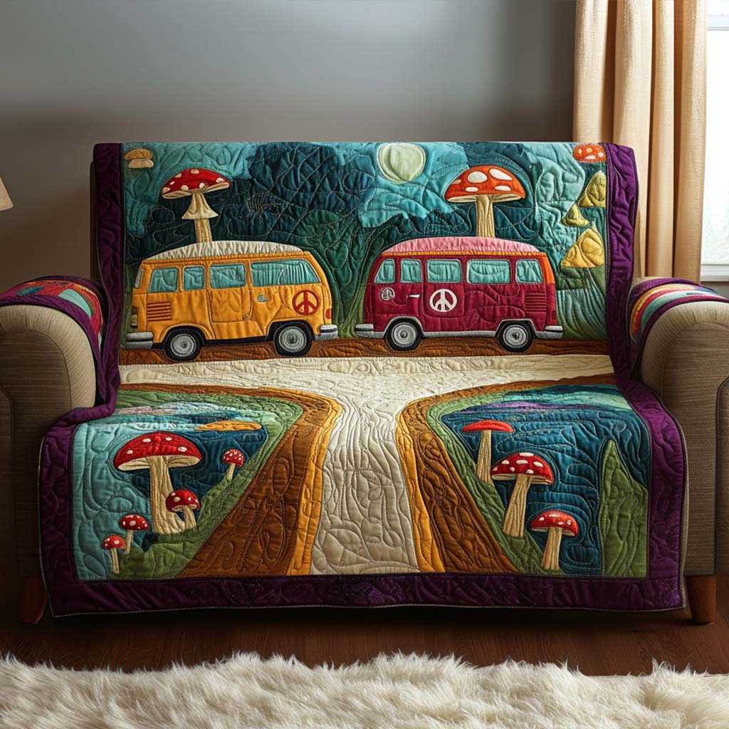 Happy Route Quilted Sofa Cover Home Decorattions Unique Gifts For Hippies