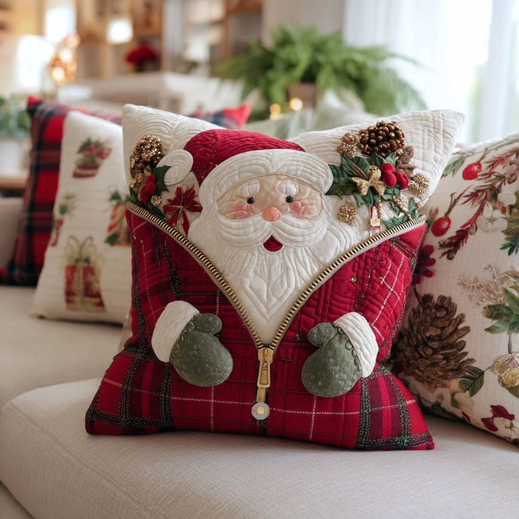 Happy Santa Claus Quilt Pillow Case Durable and Washable Pillow Case for Home Use